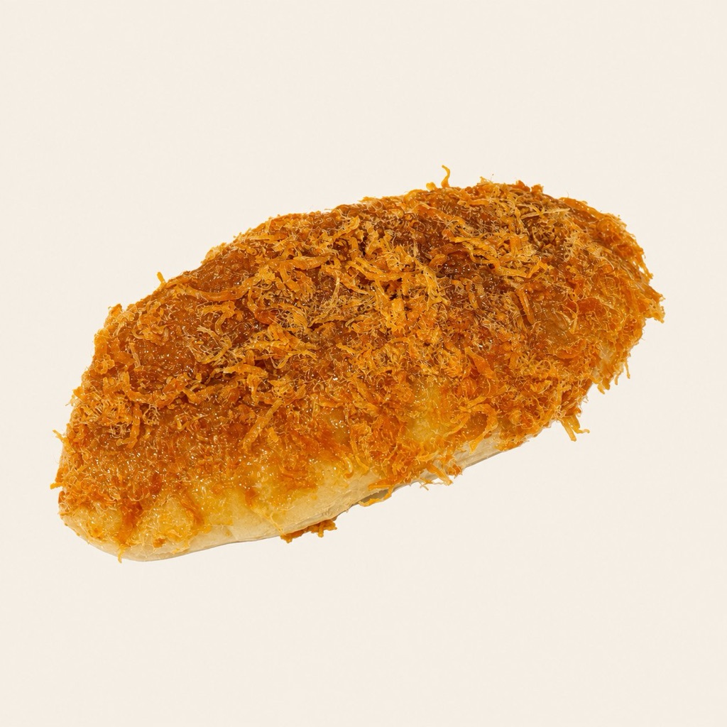 表面铺满肉松的松软面包
