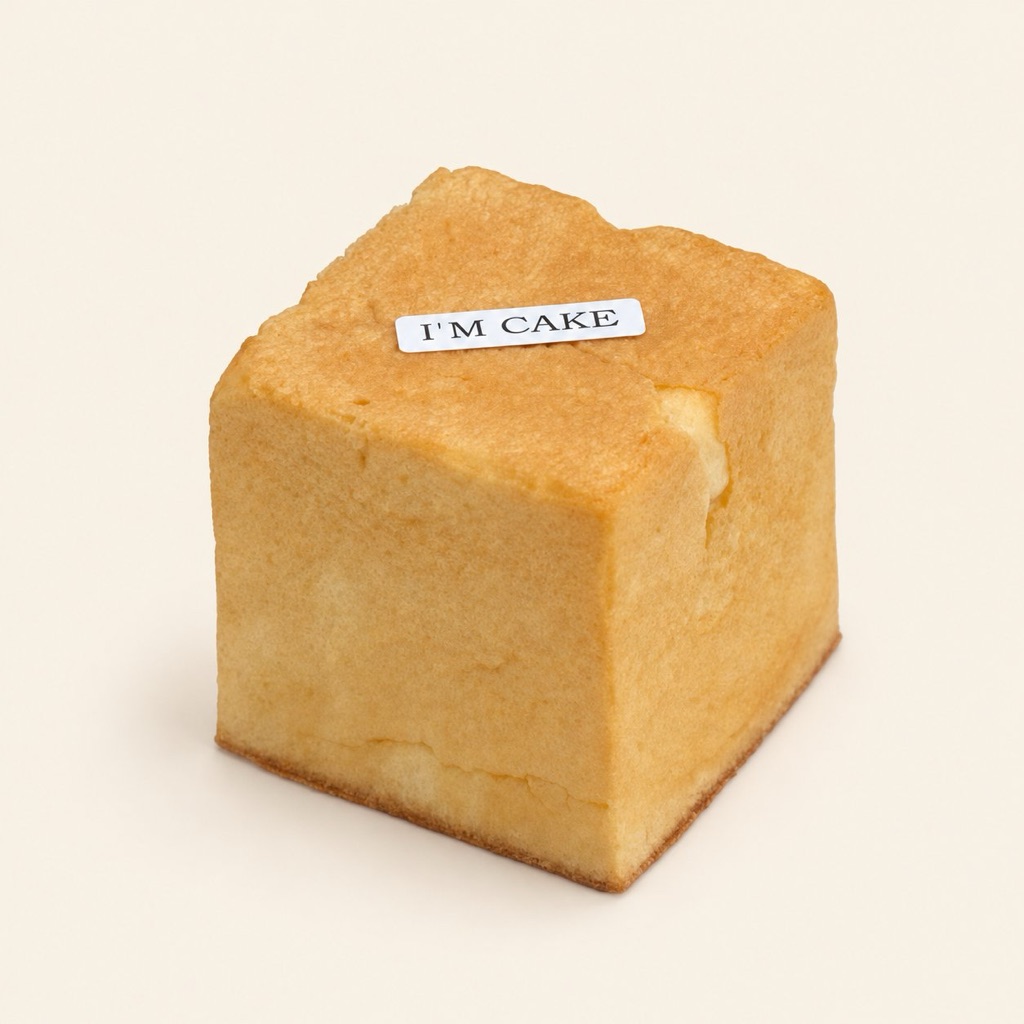 一整条日式生吐司，表面印有 IM CAKE 标志